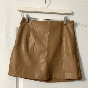 NWT A&F Vegan Leather Mini Skort - Brown - Small